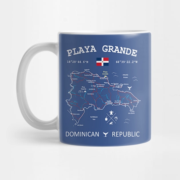 Playa Grande Dominican Republic Flag Travel Map Coordinates GPS by French Salsa